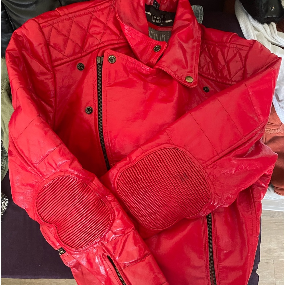Quilted Red Biker Jacket